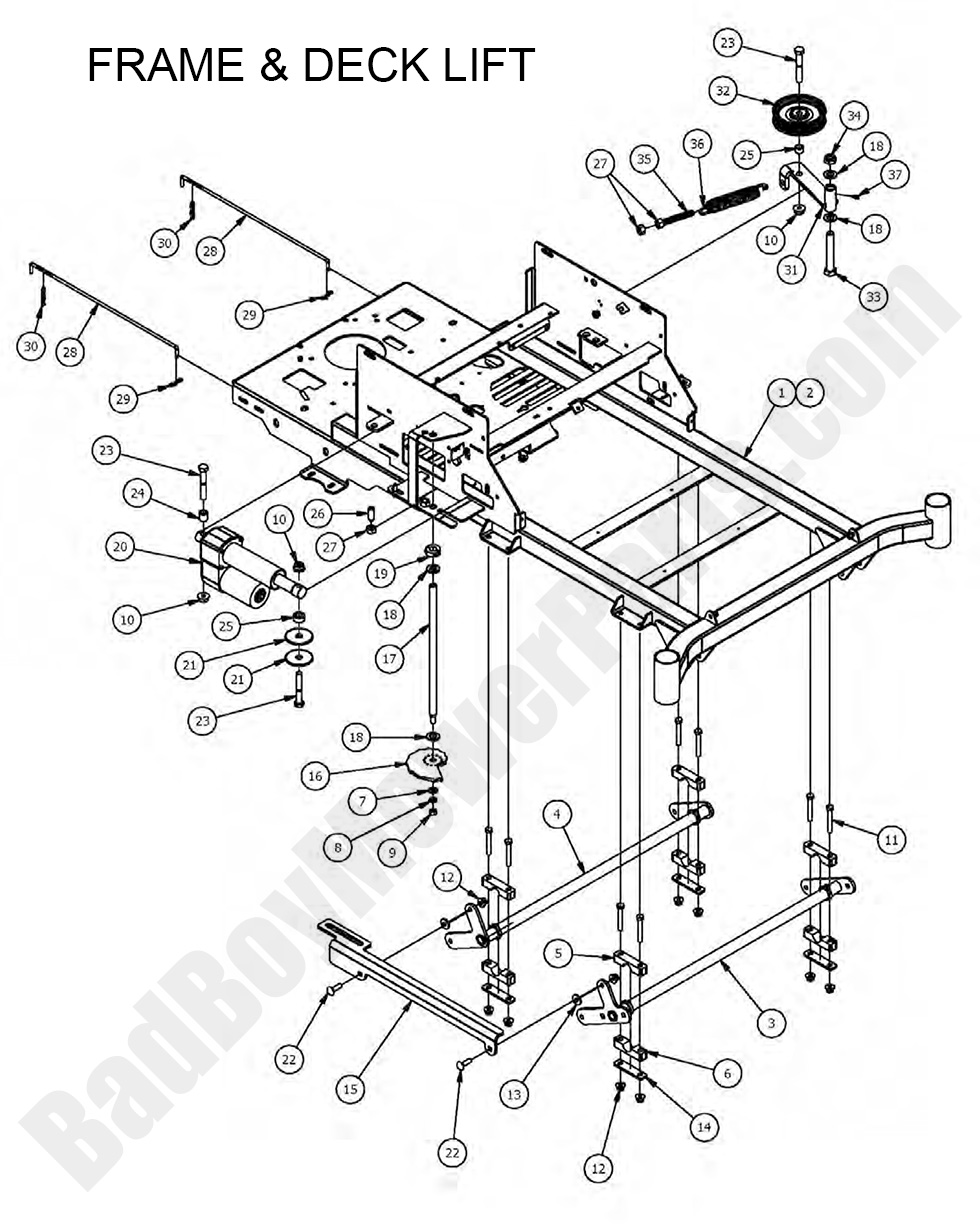 1677 - Bad Boy Mower Parts Lookup > 2017 > ZT Elite > Frame & Deck Lift